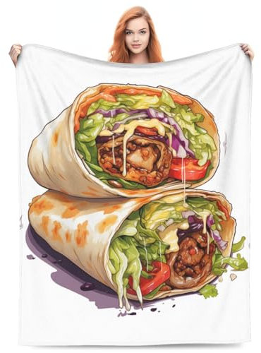 Turamurra Burrito Tortilla-Decke, Geschenke für Erwachsene, Kinder, Mädchen, weiches Flanell, leicht, für Lebensmittel, Überwurf, Decken für Bett, Couch, Reisen, Sofa, Dekoration, 127 x 152,4 cm
