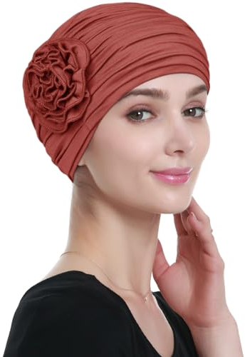Alnorm Blümchen-Mütze Leichte Kopfbedeckung Staubiges Orange-Rot