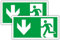 2 Stück - Schild Notausgang - Notausgangsschild Pfeil Links abwärts 30 x 15 cm x 3 mm - Fluchtwegschild Rettungsweg - Rettungsschild - Schild Notausgang für Infoschild - Sicherheitsmarkierung