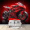 Papier peint Photo intissé 150 x 105 cm- Moto rouge - Décoration Murale Poster Salon Chambre à Coucher Chambre pour Enfants- Géant Affiche Décoration