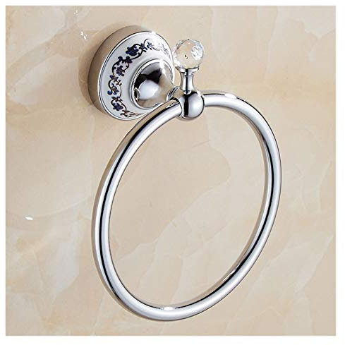 Handtuchhalter Badezimmer Handtuchhalter Antik Blau und Weiß Porzellan Chrom Badezimmer Hardware Set Handtuchhalter Bar (Farbe: Handtuchstange 1)