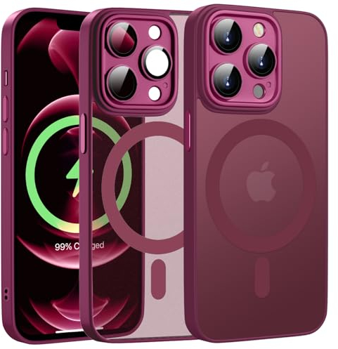 KPPIT Magnetic für iPhone 12 Pro Max Hülle für Magsafe, Handyhülle mit Magsafe Anti-Fingerabdruck Mattiert Durchscheinende Schutzhülle für iPhone 12 Pro Max case 6,7-Rot