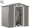 COSTWAY 6 x 4FT/8 x 6FT Metal Garden Shed, Outdoor Galvanized Tool Storage House with 4 Air Vents, Sliding Doors and Ramp, Weatherproof Gardening Organizer Box (Light Grey, 6 x 4FT)