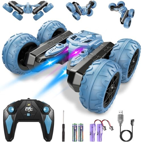 NorthBeland Coches Teledirigidos para Niños, 4x4 Coche Acrobático Teledirigido, Coche RC Juguete Niño Regalo 3 4 5 6 7 8 9 años Niño Niña, Voltear 360 con Luces LED y Música