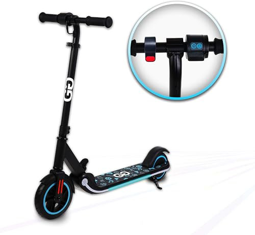 Gift Gadgets X1 Kids Children's Electric Scooter | 150W Motor, LED Rainbow Lights, Foldable & Adjustable Handlebar | Scooter for Kids Ages 6-12 | Up to 9.9 MPH, Safe Ride, Bluetooth (Midnight Black)