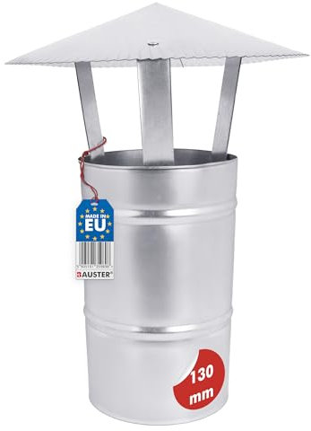Lüftungsschornstein aus verzinktem Stahl – Wetterfester Kaminaufsatz mit Regenschutz, Ideal für Abluftrohre, Lüftungsschächte und Schornsteine Erhältlich in verschiedenen Größen ∅80-250mm (∅ 130mm)