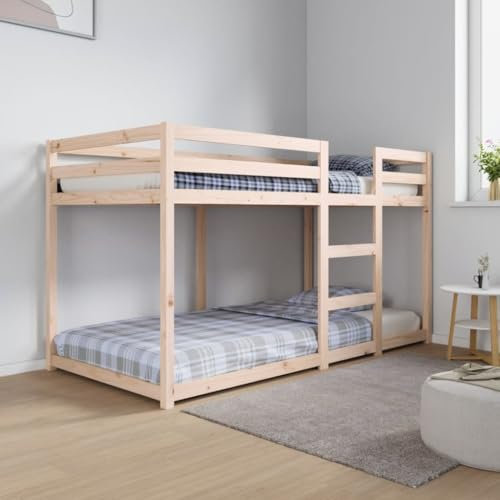 Willood Etagenbett, Hochbett mit Leitplanken, Stockbett für Schlafzimmer, Bett Holzbett Einzelbett, Böhmischer Stil ohne Matratze 90x190 cm Massivholz Kiefer