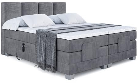 ALTDECOR Boxbett mit H3 H4 Matratze ROKS EL - 180x200 - Dunkelgrau