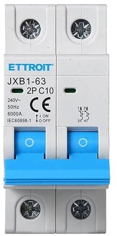 IXTRIMA Interruptor magnetotérmico automático, 2P, 10 A, 220 V, 6 kA, bipolar MCB 2P C10