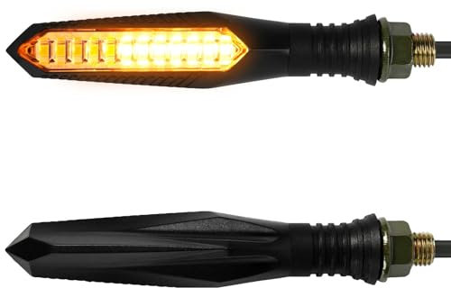 evermotor Lauflicht Blinker Motorrad LED 12V, 2 Stück Hohe Helligkeit Motorradblinker Laufeffekt, IP67 Wasserdicht, E-Geprüft, Kabellänge 300 mm