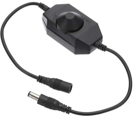 PATIKIL LED Strip Dimmer Switch, DC 9-24V, Black | PWM Rotary DC Inline Cable,Brightness Adjustable Controller,for LED Ribbon Rope Light 5050 3528 2835 5630