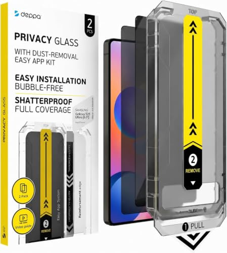 Deppa | Lot de 2 | pour Samsung S25 Ultra (6.9') Verre Trempé Anti espion avec Kit de pose facile | Anti-Poussière & Anti-Bulles | Résistant aux Chocs | Couverture Complète |