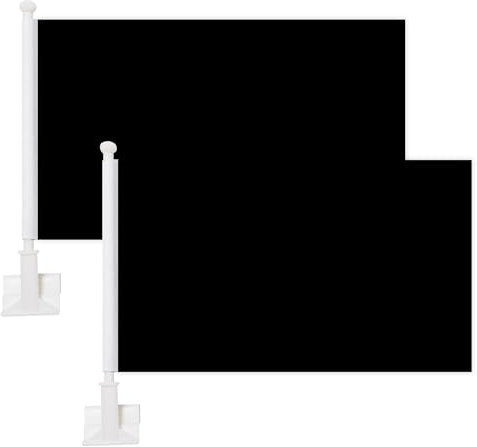 Double Sided Three Layers Solid Car Flags 10x16 Inch, with 14 inch Flag Pole Window Clip Mount for Most Vehicle Window (black)