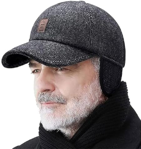 GUSHE Casquette de Baseball légère et Chaude pour l'hiver,Casquette de Baseball avec Oreillettes,Casquette Homme Hiver,Chapeaux d'hiver Chauds Hommes avec Cache-Oreilles pour Activité en Plain Air