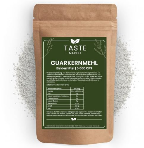Guarkernmehl 1 kg 5000 CPS Bindekraft Guar Gum E412 Natürliches Verdickungsmittel Vegan Glutenfrei Bindemittel Taste Market