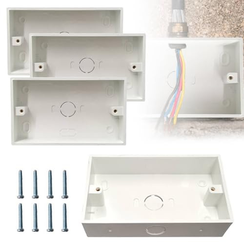 4 Pcs Double Socket Back Box, 2 Gang Surface Mount Pattress Back Box 25 mm Deep Electrical Socket, White