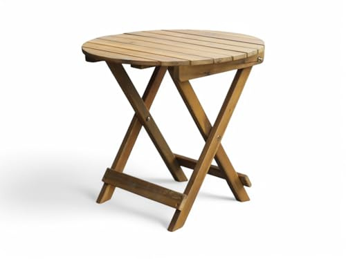 Prestige Home Klappbarer Gartentisch rund Ø 46 cm aus Akazienholz – Beistelltisch geölt für Balkon, Terrasse & Garten