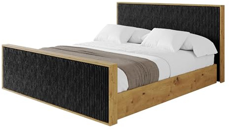 ALTDECOR Polsterbett mit Bettkasten und Lattenrost, Bett mit Matratze H3/H4, Kopfteil, Boxbett, Doppelbett mit Stauraum - ENZO10-Z -160x200 Schwarz - Tilia 100