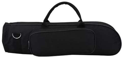 Walfront Trumpet Case Bag, Oxford Cloth Shoulder Trumpet Gig Bag with 2 Compartments, Cotton Thickened Interior, 50 X 18cm Lightweight Carry for Students Players Practice Travel (Black)