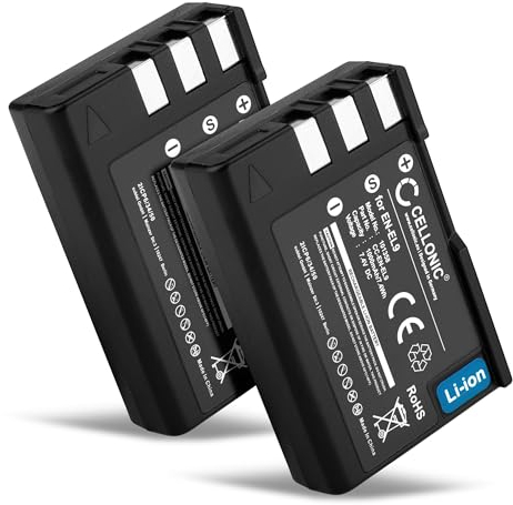 CELLONIC, Batterie pour Caméra, Compatible avec Nikon D5000, en-EL9, D3000, D60, D40, EN-EL9E (7.4V, 1000mAh) 2 Pièces