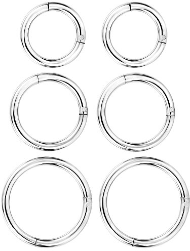 6 Stück 16 Gauge Edelstahl Nasenring Hoop Seamless Clicker Ring Ohr Lippen Piercing Schmuck, 3 Größen, Silber