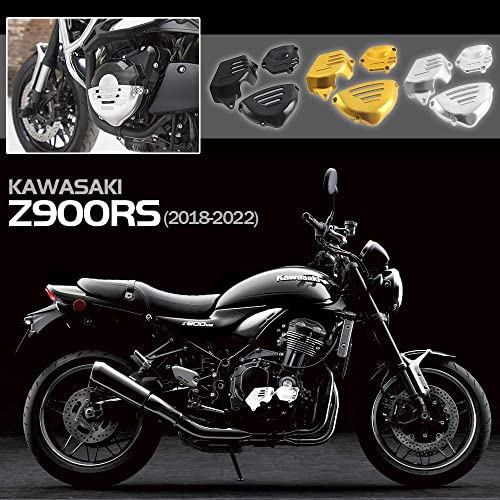 Motorrad CNC Aluminium Motorschutz Protektor Stator Seitenabdeckung Rahmen Schieber Absturzsicherungssatz für Z900RS Z900 RS Z 900 RS Zubehör Teile 2018 2019 2020 2021 2022 2023 (Silber)