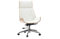 Miliboo Design-Bürosessel helles Holz und PU Weiß Curved