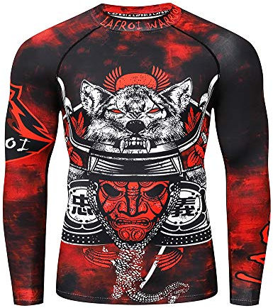 LAFROI Men's Long Sleeve UPF 50+ Baselayer Performance Compression Shirt Rash Guard-CLY08 (Warrior,MD)