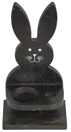 CHICCIE Holz Osterhase Schwarz Eicherbecher 19cm - Deko Hase Osterhasen Oster Figuren Osterdeko Eierständer Eierhalter