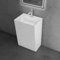 doporro Lavabo sur Pied Blanc Vasque Colonne en Fonte Minérale Lave Mains Rectangulaire pour Salle de Bain 60x45x90cm Colossum40
