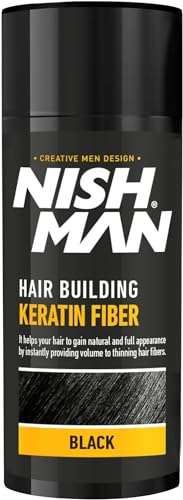 NISHMAN Hair Building Premium Friseurqualität Keratin Fiber Schütthaar Set 2 in1 black(schwarz)