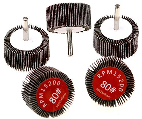 Be In Your Mind 5pcs Flap Wheel Disc Abrasive Wheel Sanding Disc Grinder Bits 80 Grit 50mm Diameter 6mm Shank for Drill