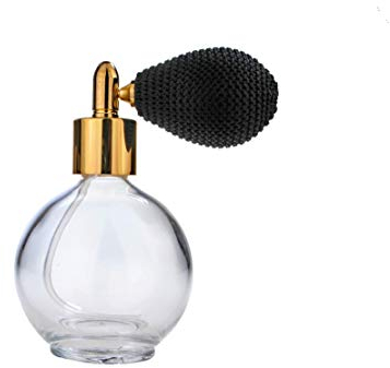 78ml Classic Round Perfume Bottle Atomizer with bulb pump, Filling Funnel & Gift Box (black with gold metal)