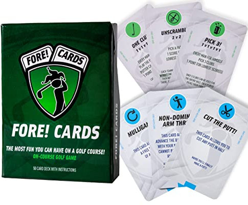 Fore! Cards On-Course Golf Game | Fun Interactive Golf Game | Spice Up Your Next Round | 50 Card Deck Makes Every Hole a Different Challenge