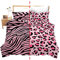 Homemissing Parure de Lit Imprimé Léopard 220x240cm Parure Rayures Zébrées Housse de Couette pour Safari Faune Fourrure Housse de Couette Rose Noir Zoo Texture Peau Animale Décor de Chambre