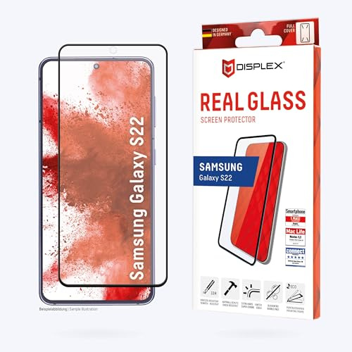 Displex Full Cover Screen Protector (10H) for Samsung Galaxy S22, Eco Mounting Frame, Full Cover