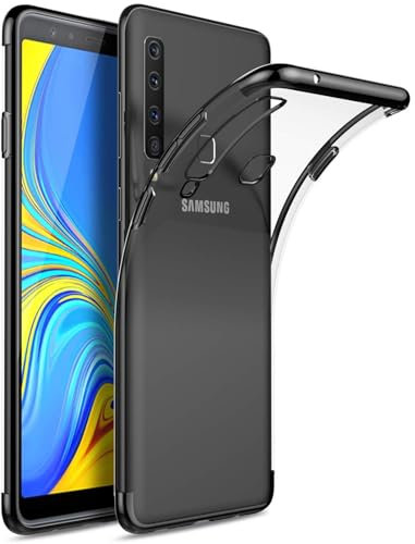 CoolGadget für Samsung Galaxy A9 2018 Zero Edge Color Case, klare Hülle mit farbigem Rahmen und Soft Grip, kompatibel mit Samsung Galaxy A9 2018 (6,3 Zoll), Schwarz