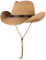 Unisex Straw Sun Hat Summer Panama Fedora Trilby Safari Beach Cap Foldable West Cowboy Sun UV Protection Wide Brim Straw Bucket Hat with Adjustable Chin Strap for Men Women Outdoor Activities