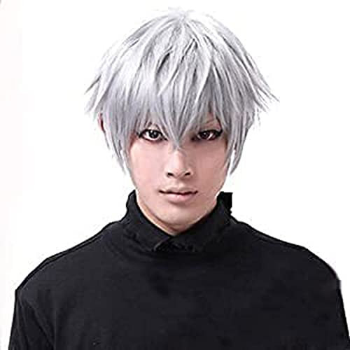 Maske 3D Tokyo Ghoul Cosplay Kostüm aus PU-Leder Ken Kaneki verstellbar Horrible Maske mit Reißverschluss mit abnehmbarer Augenabdeckung Halbmaske mit Perücke für Erwachsene