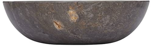 Waschbecken Rund 40x12 cm Marmor Waschtisch Waschplatz Handwaschbecken Aufsatzwaschbecken Waschschale Aufsatzwaschtisch ohne Wasserhahnloch, Grau