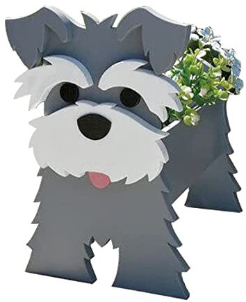LIBOOI Dog Planter, Animal Flower Pot for Plants, Schnauzer Gifts Women Men Lovers, Handmade Storage Container Planters Garden Decoration Cactus Office Home, 27 x 17.5 cm, UKBT-221123GW02-16-WQW