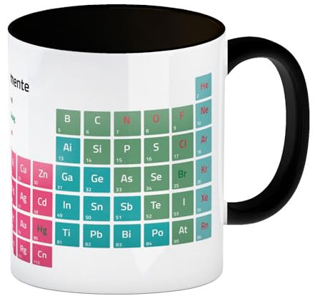 trendaffe Kaffeebecher Henkel und Innenseite Schwarz mit Periodensystem der Elemente Motiv