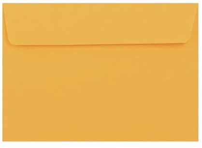 C6 Coloured Envelopes for A6 Greeting Cards Wedding Invitations & Crafts (114x162mm) Pack of 50 (Golden Yellow Peel & Seal)