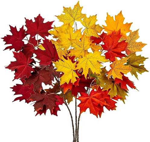Oairse 3er-Set Herbstzweige Künstliche Samt Ahornblätter, Herbstblätter Dekoration für Thanksgiving Heimdekoration Hausgarten Hochzeit Kamin Party, Erntedankfest, Kamindekoration Herbstdeko Tisch