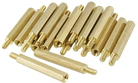 Aflytep 20 Stueck Abstandsbolzen aus Messing fuer Leiterplatten, Laenge: 30 mm, Gold, 3 mm-Innen- und Aussengewinde
