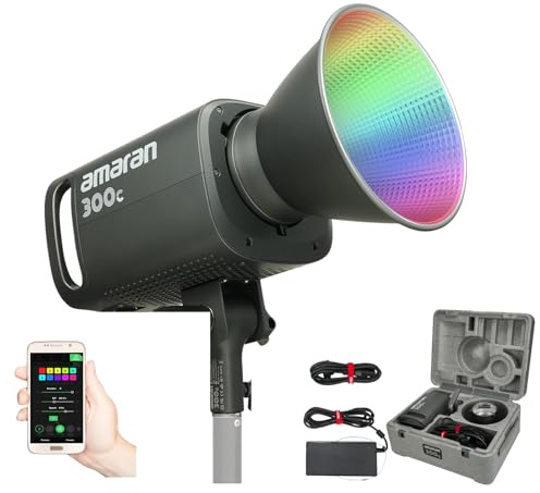 Amaran 300c RGBWW LED Video Light, 300W COB Fixture with Bowens Mount | Full-Color RGBWW Lighting, 2500K-7500K CCT Adjustment, Sidus Link App Control, HSI RGB CCT and FX Modes