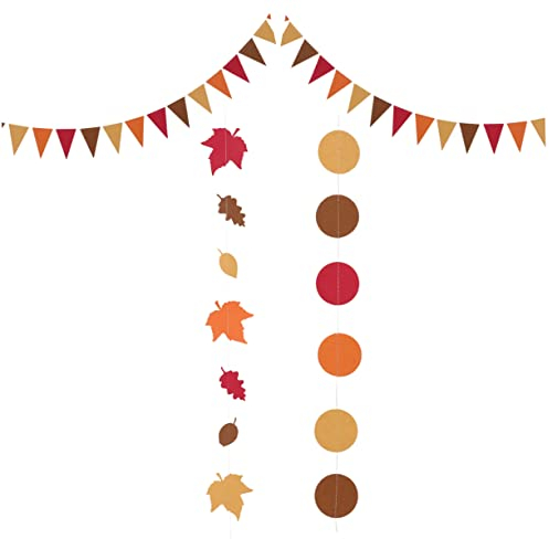 COHEALI 3 Packungen Blattscheibe Dreieck Pull Flag Kamin Girlande Herbstkränze Für Drinnen Herbst Girlande Halloween Party Banner Papier Banner Girlande Ammer Wimpel Girlande Blatt Papier