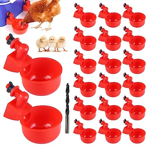 20 Stück Hühnertränke - Automatische Geflügeltränke, Chicken Drinker Cups Hühnerwasserbecher, GeflüGel Trinker Geflügel Waterer, Water Drinking Dispenser Cups für Vögel Hühner Geflügel Kükenstall