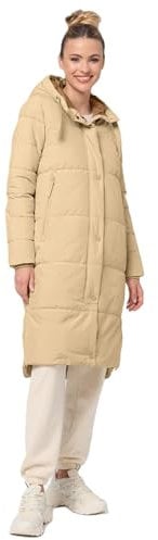 MARIKOO Damen Winterjacke lang Winter Stepp Jacke Mantel Steppjacke warm gefüttert B968 [B968-Soran-Beige-Gr.XXL]