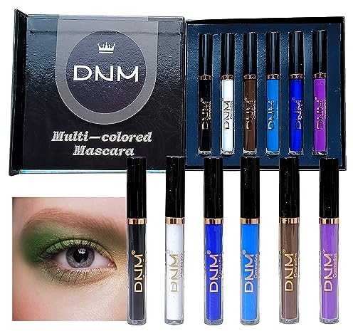 MKNZOME 6 Farben Mascara Set, Bunte Mascara Wasserfest Schwarz Blau White Braun Wimperntusche, Falschem Wimperneffekt, Make-up Langlebiger Volumizing Curling Verlängerung, Augen Make-up
